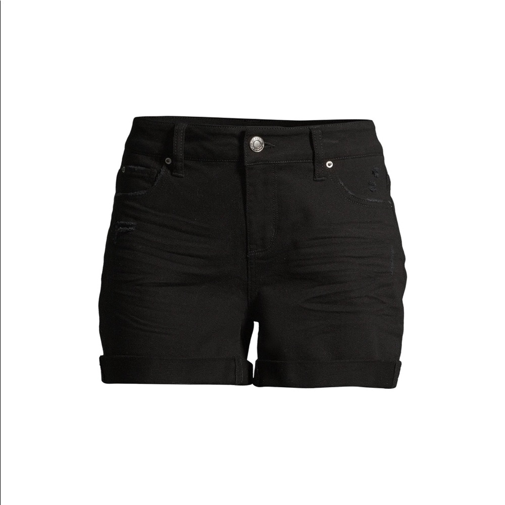 Mid rise stretchy black shorts size 8
